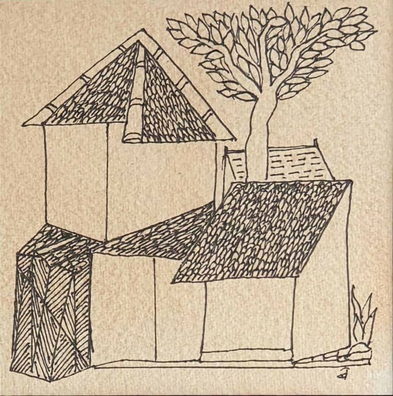 Badri Narayan House Ink on Paper 5x5 inches (1)