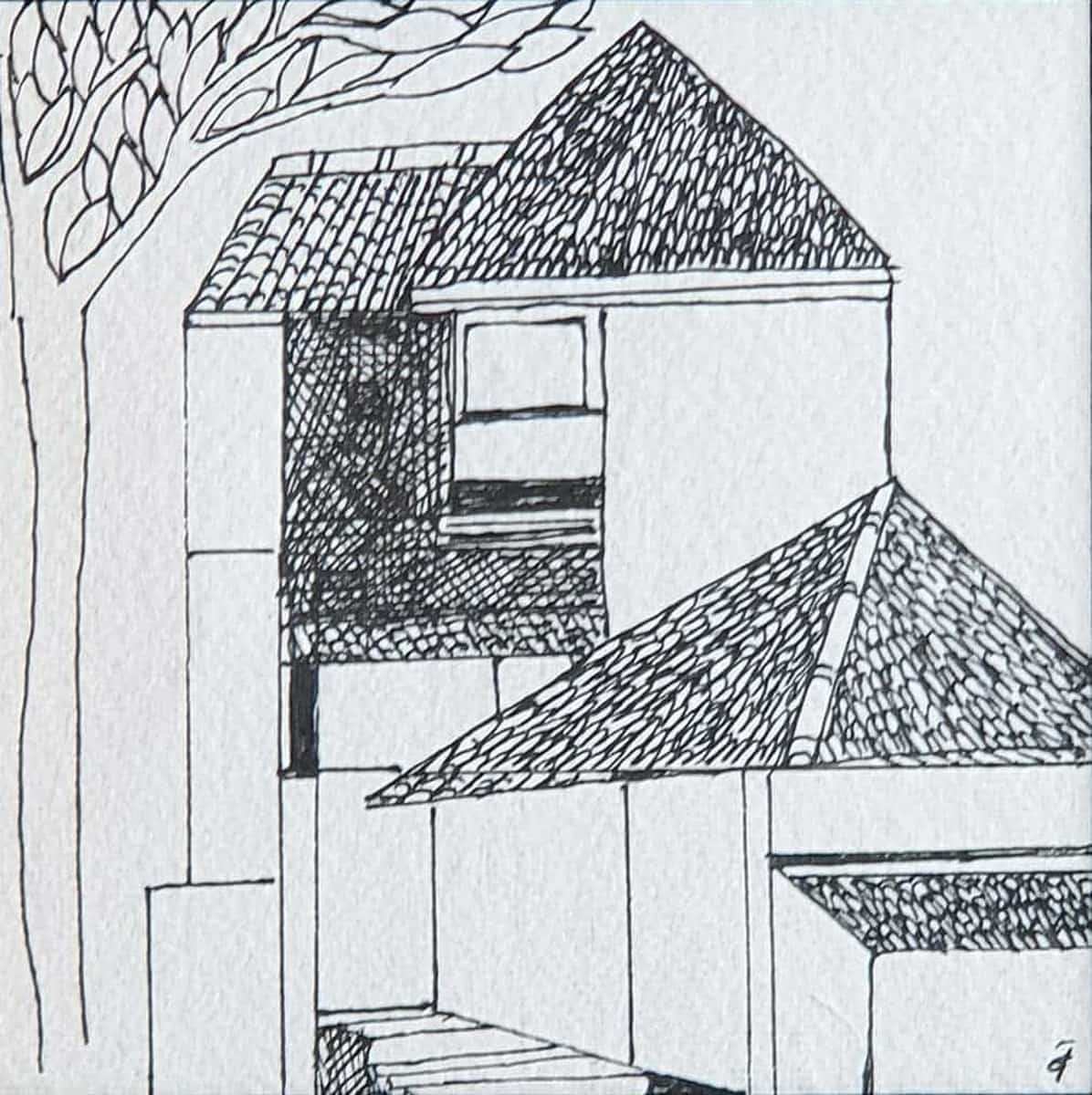 Badri Narayan House Ink on Paper 5x5 inches