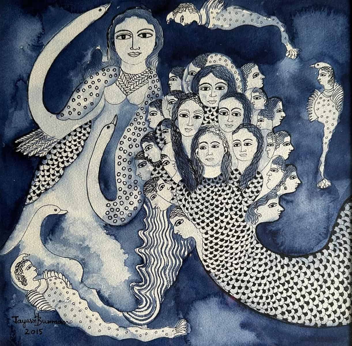 Jayasri Burman Untitled Watercolour on Board 12 x 12 inches 2015